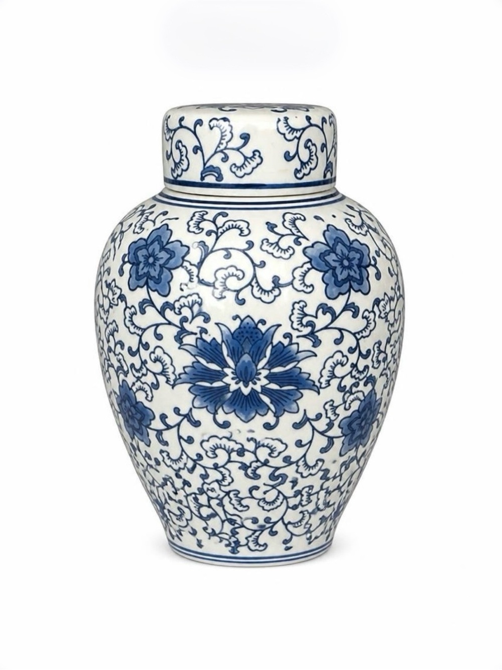 Blue and White Floral Ginger Jar
